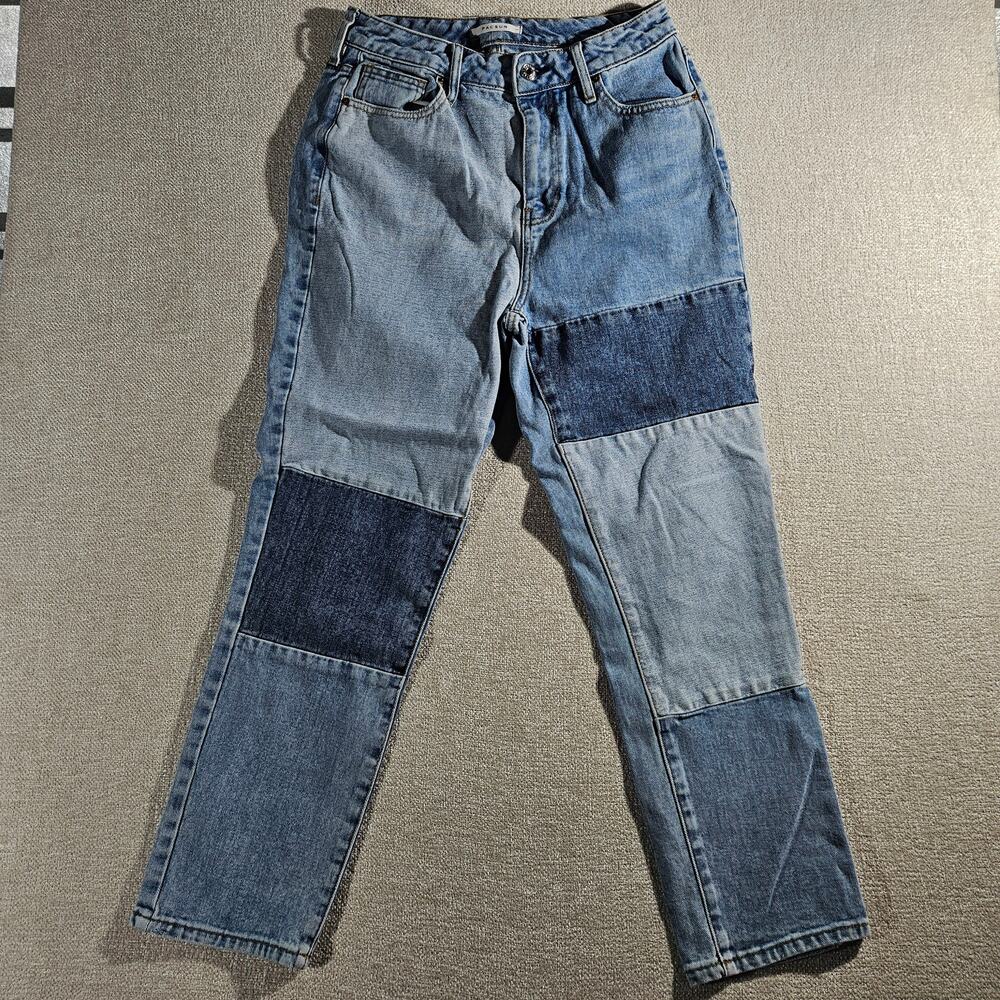 Y2K Pacsun Patchwork Mom Jeans Womens 28 Blue Denim High Rise Vintage